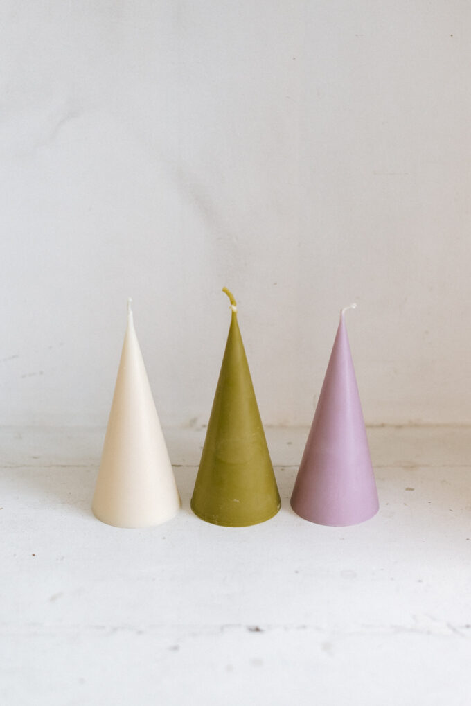 Rapeseed wax cone candle, small size, at Wilder Antwerp
