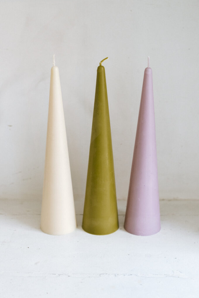 Rapeseed wax cone candle, large size, at Wilder Antwerp