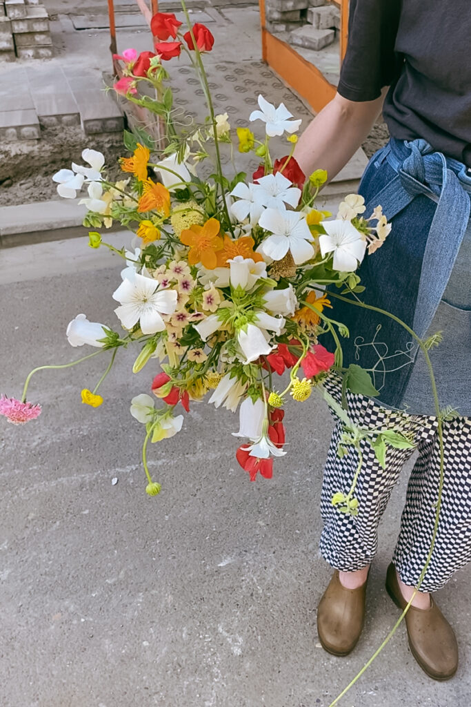 Wedding bouquet with seasonal summer flowers by Wilder Antwerp