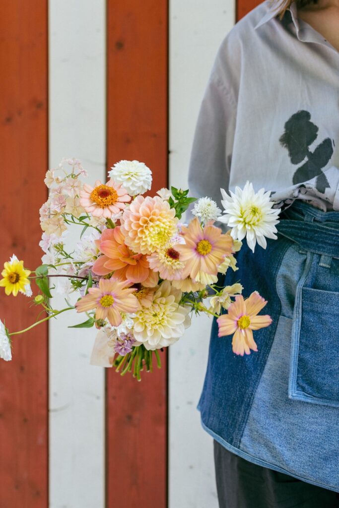Wedding bouquet with seasonal summer flowers by Wilder Antwerp