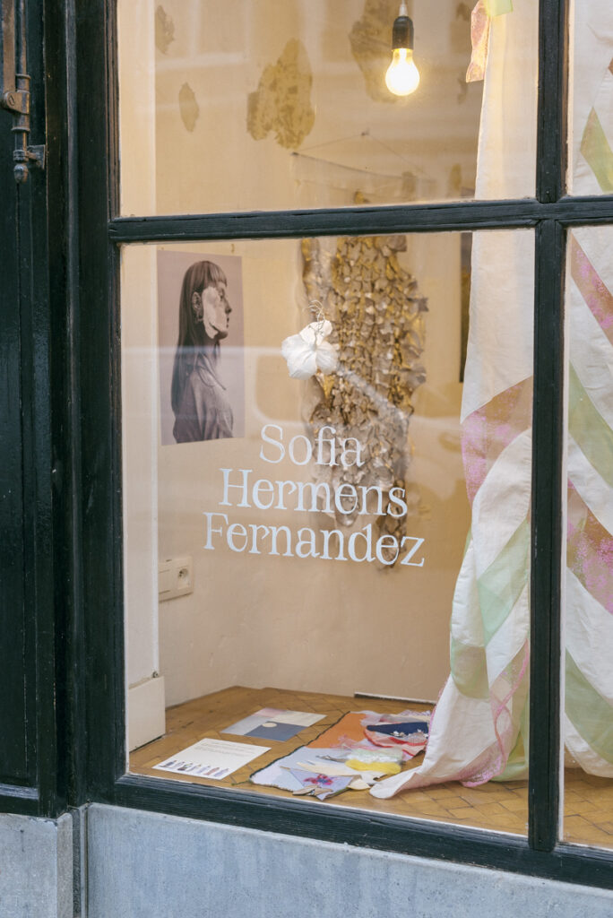 Window and pop-up by Fashion Academy graduate Sofia Hermens Fernandez at Wilder Antwerp