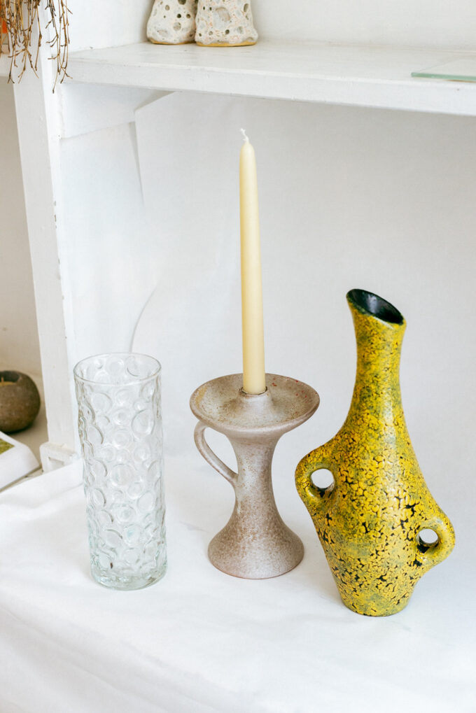 Vintage vases and a candlestick, curated by Wilder Antwerp