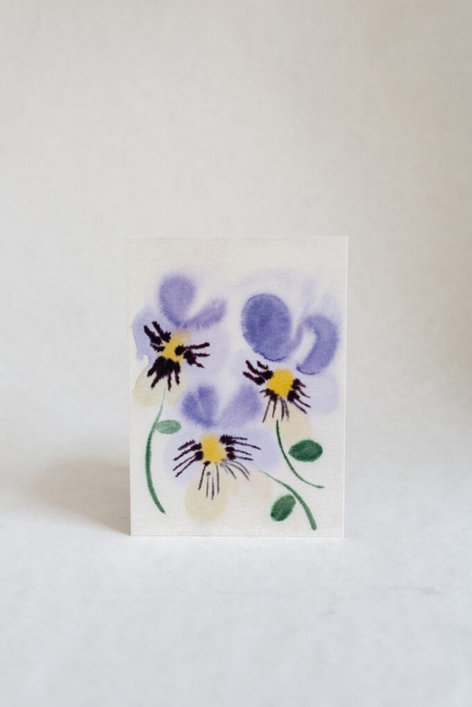 Wilder postcard with watercolour violets